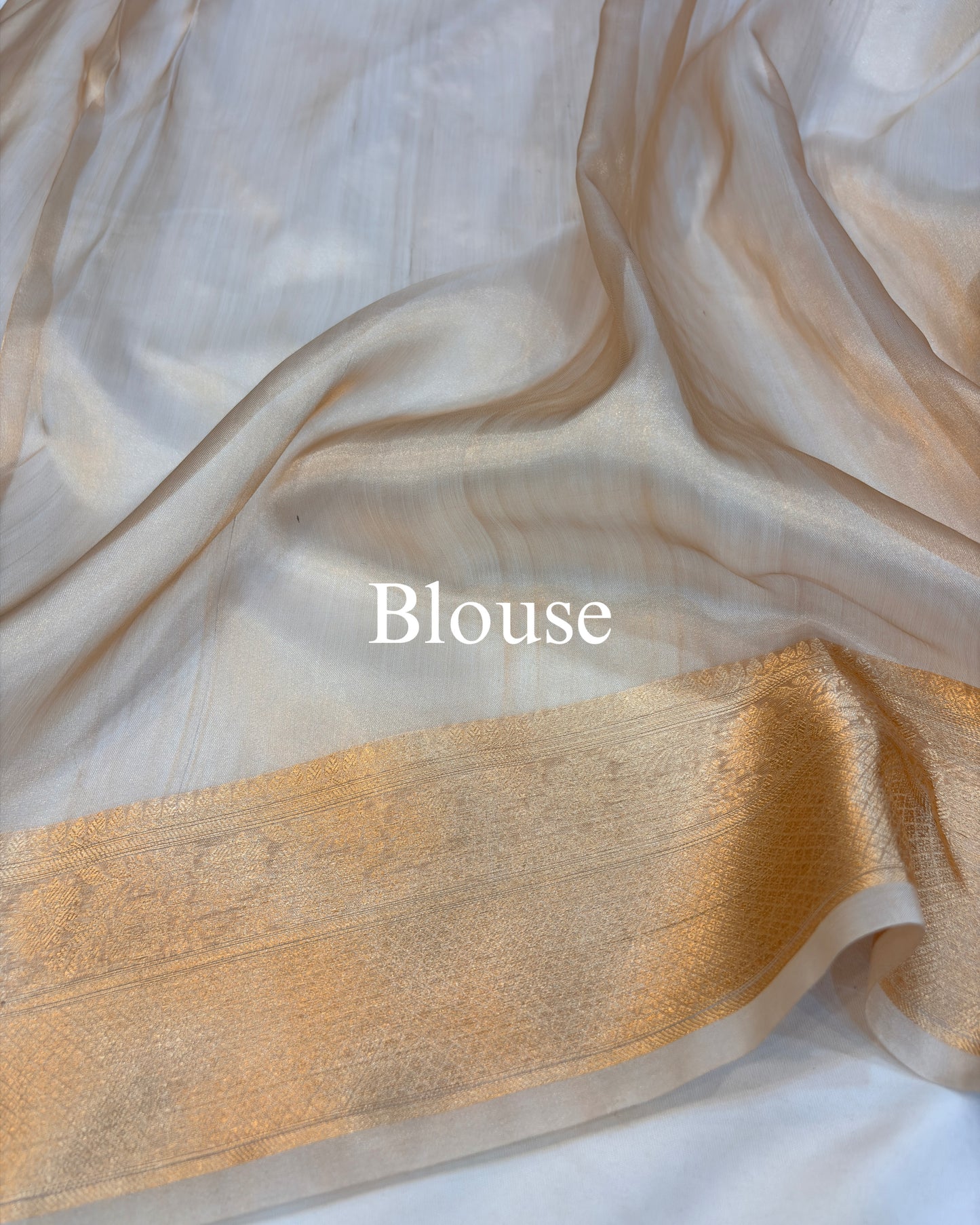 Champagne-Gold Pure Tissue Silk Banarasi Saree