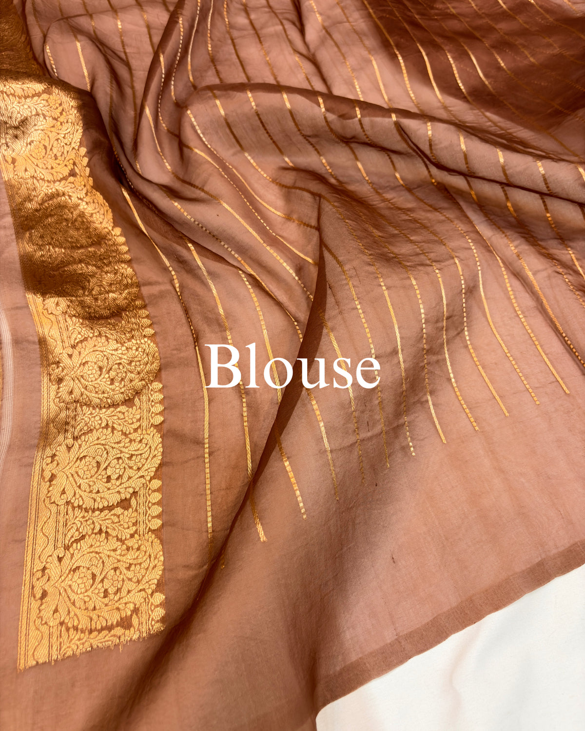 Copper-Brown Pure Kora Silk Tilfi Banarasi Saree