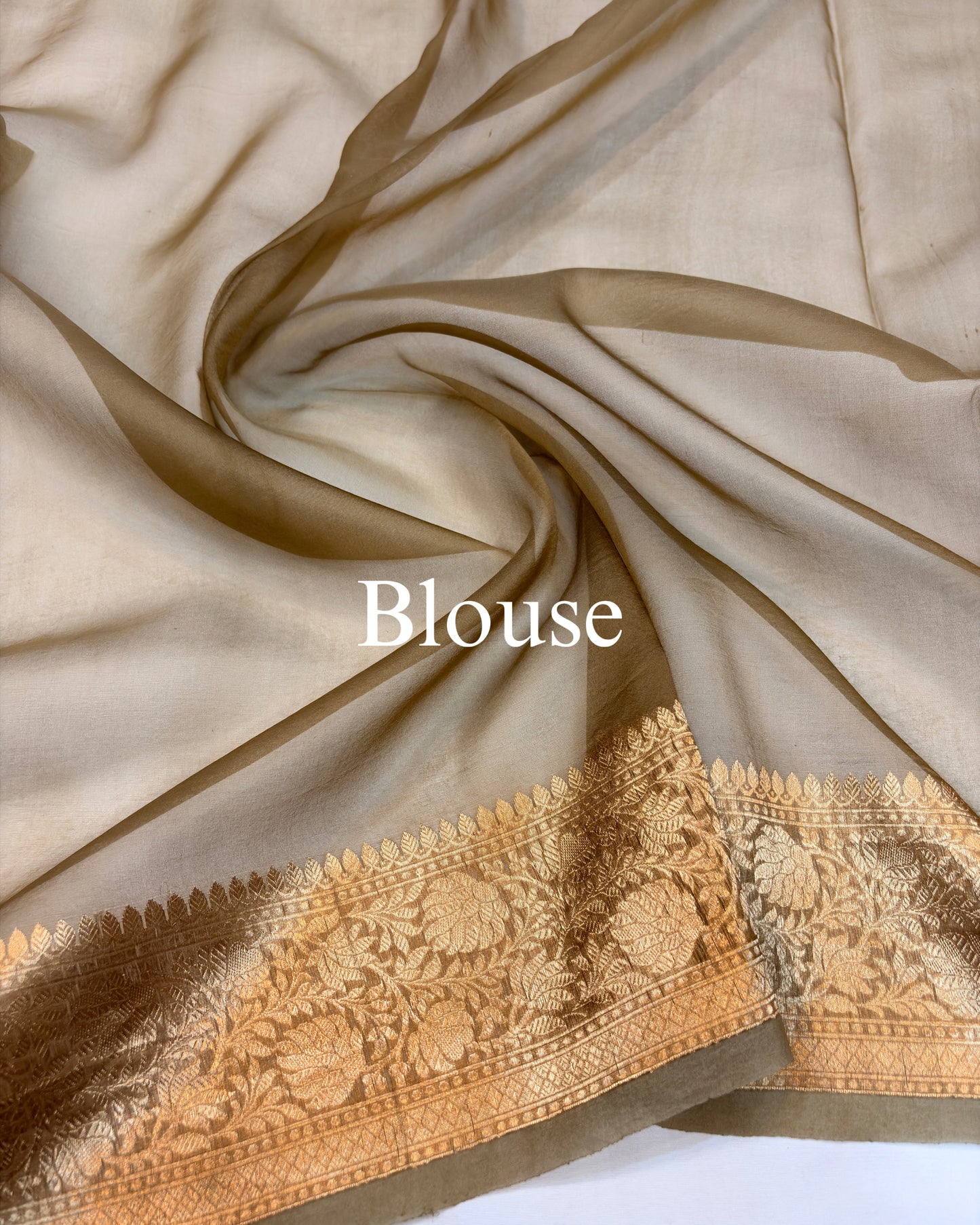 Camel Pure Kora Silk Tilfi Banarasi Saree