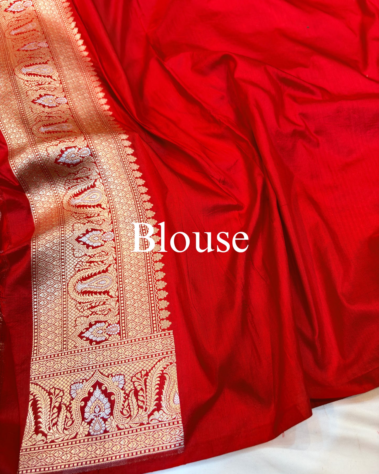 Red Pure Katan Silk Alfi Banarasi Saree