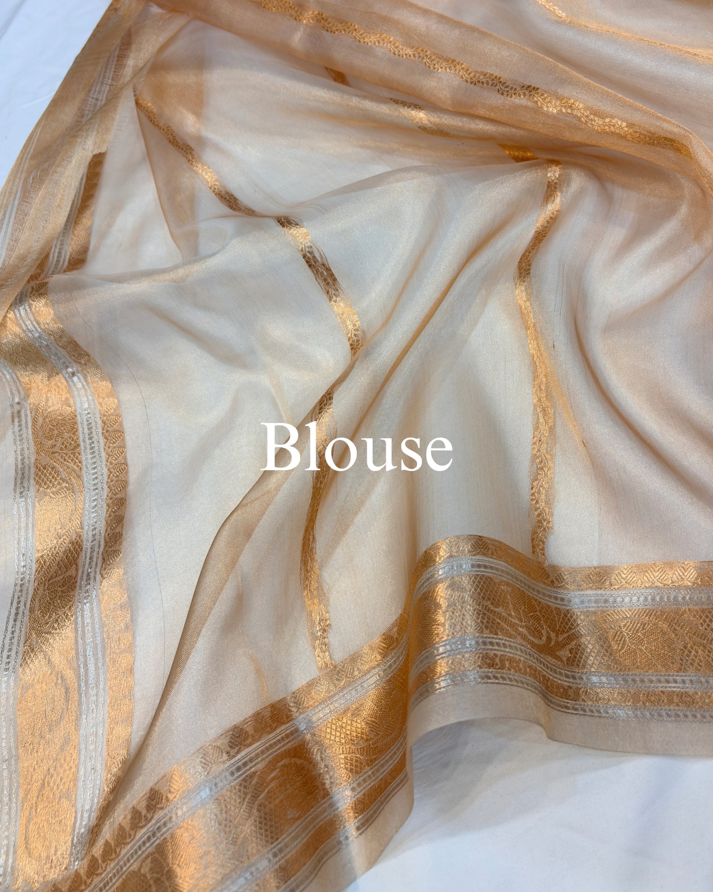 Champagne-Gold Pure Tissue Silk Banarasi Saree