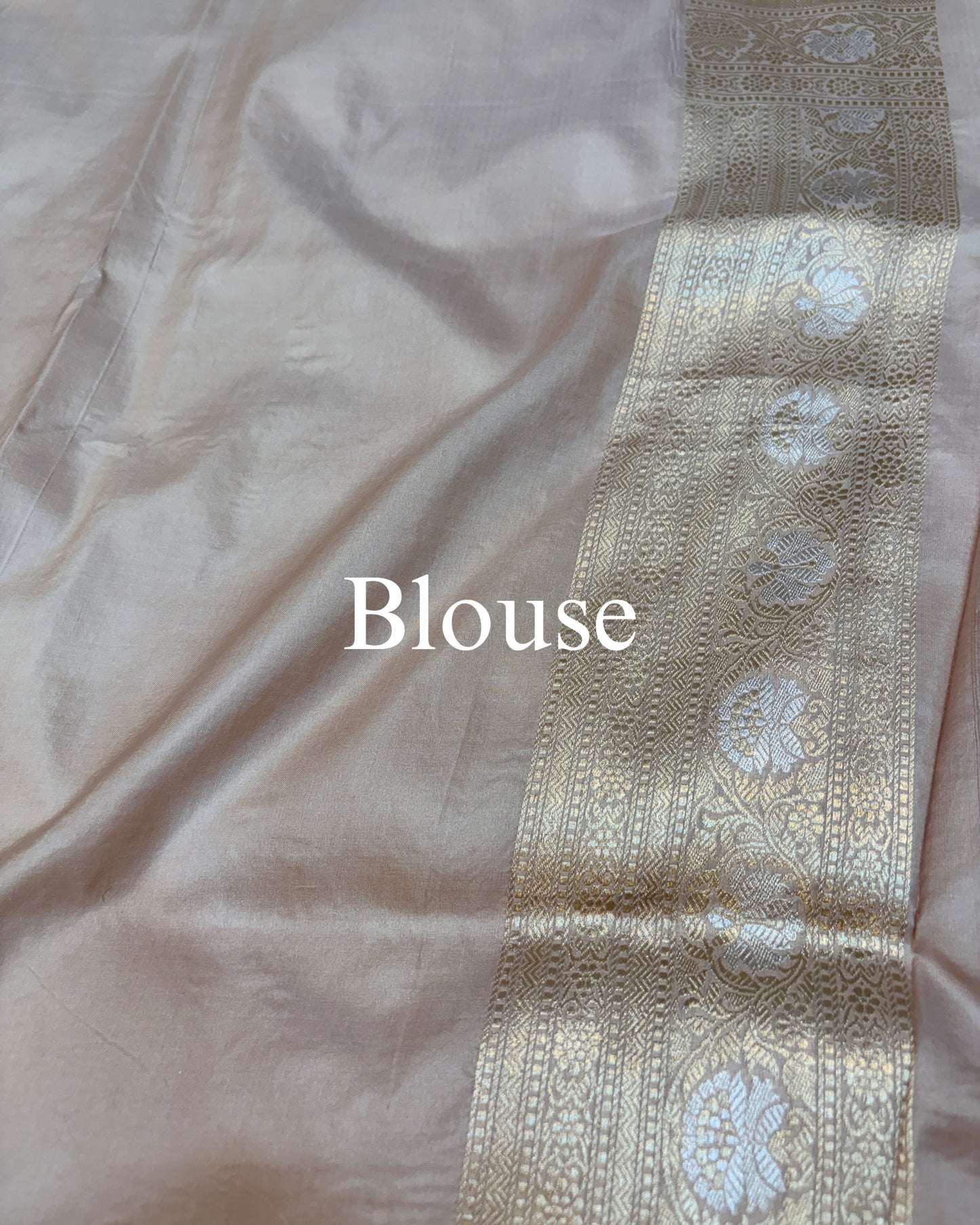 Beige Pure Katan Silk Alfi Banarasi Saree