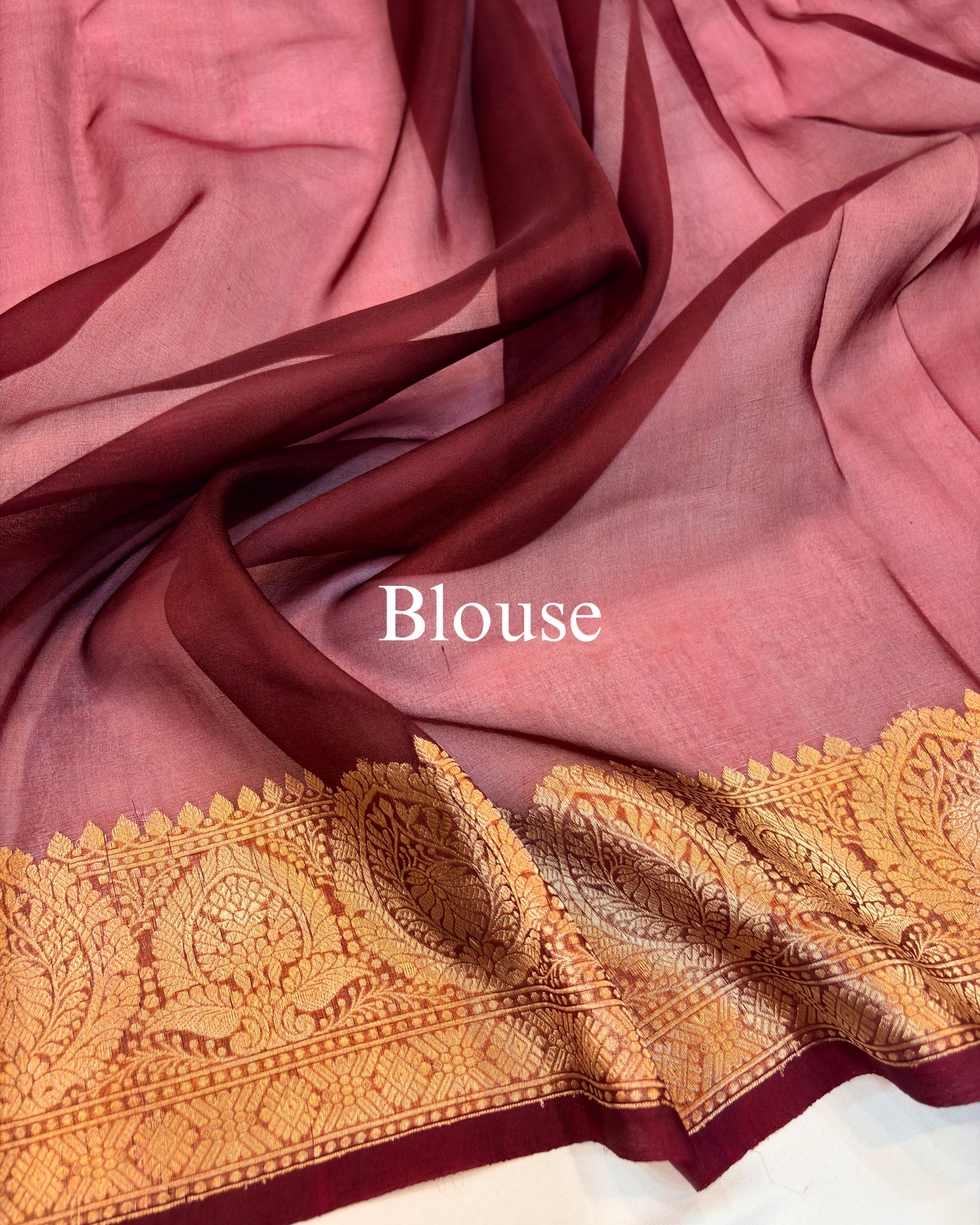 Maroon Pure Kora Silk Tilfi Buta Banarasi Saree