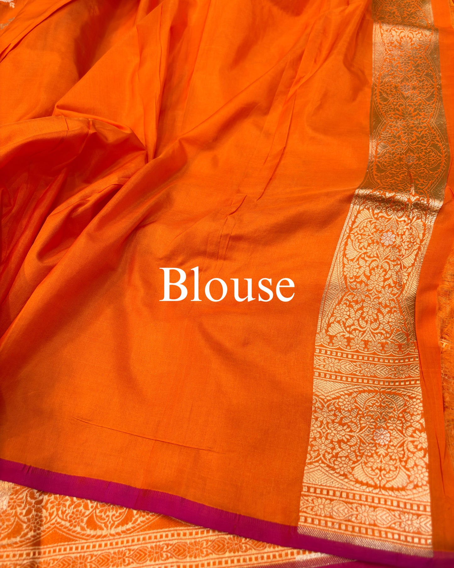 Orange Pure Katan Silk Alfi Banarasi Saree