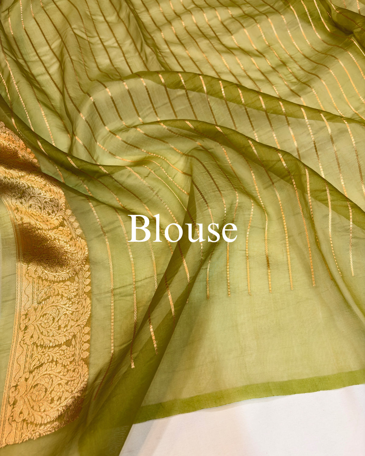 Murky-Green Pure Kora Silk Tilfi Banarasi Saree