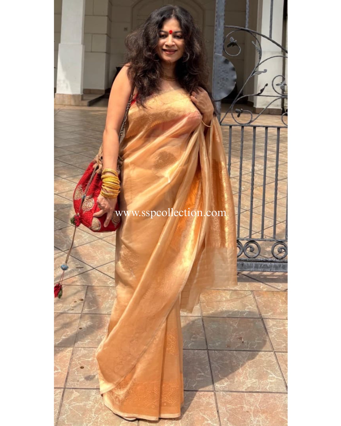 Beige-Gold Pure Kora Silk Banarasi Saree