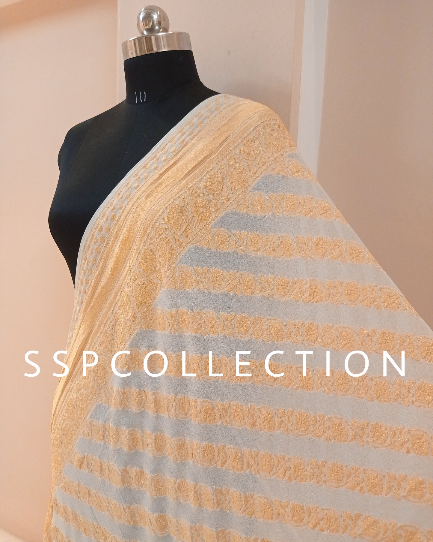 White Banarasi Pure Georgette Dupatta