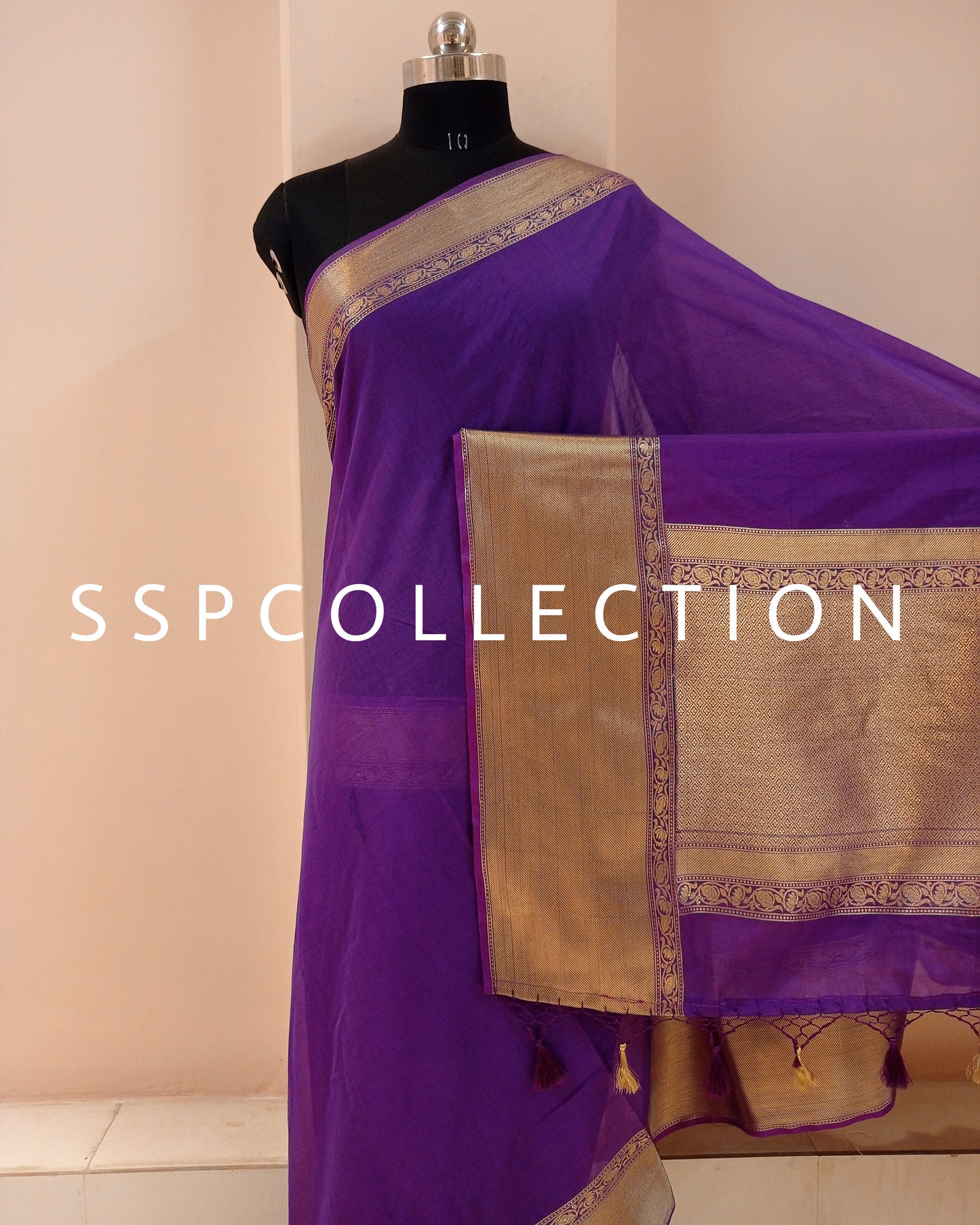 Puple Banarasi Premium Cotton Silk Saree