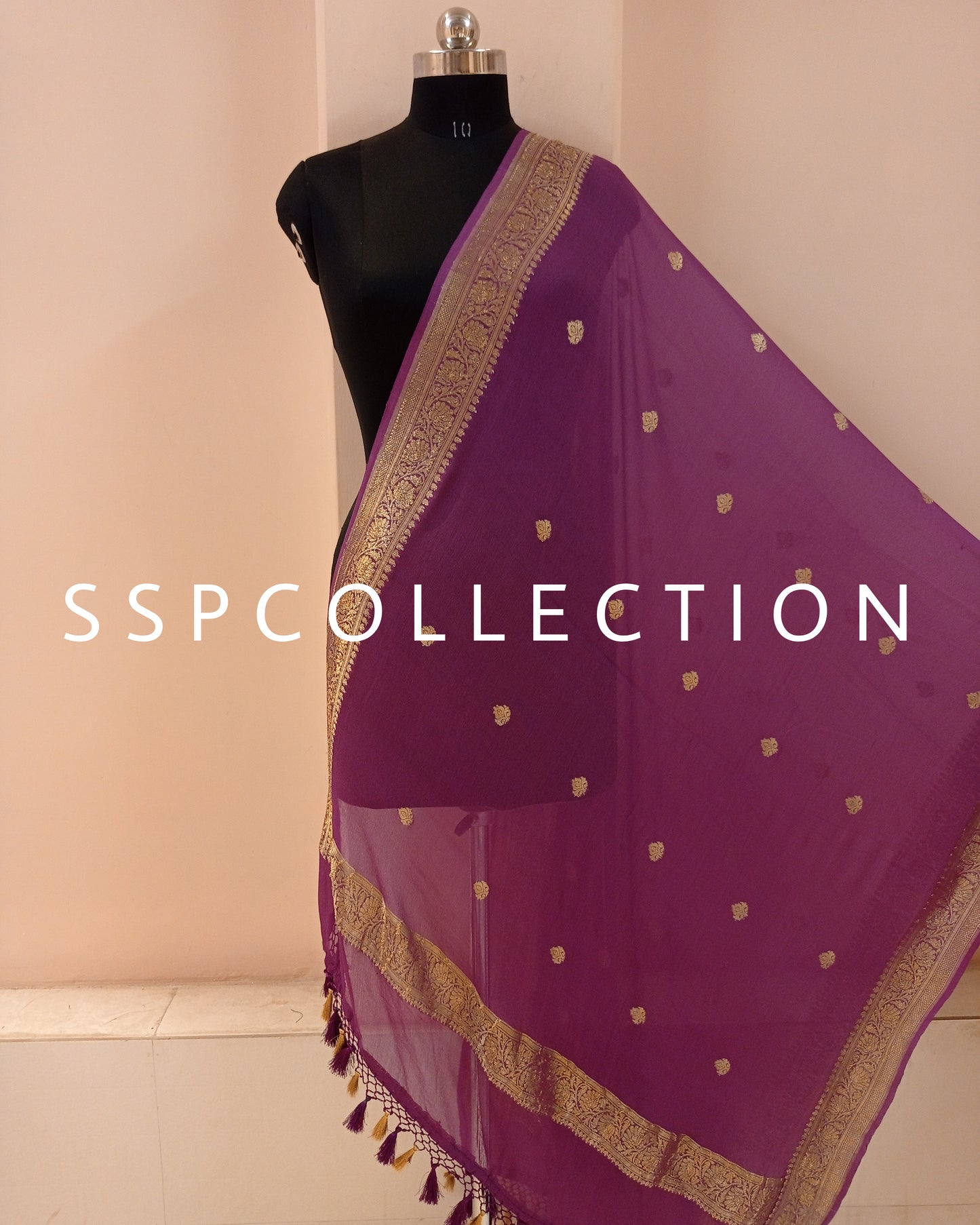 Purple Banarasi Pure Chiffon Silk Dupatta