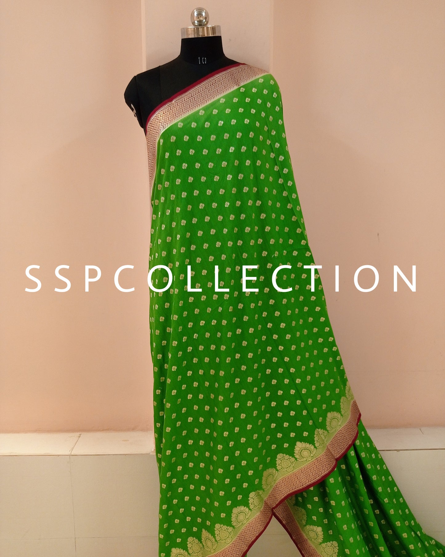 Green & Maroon Banarasi Pure Moonga Silk Saree