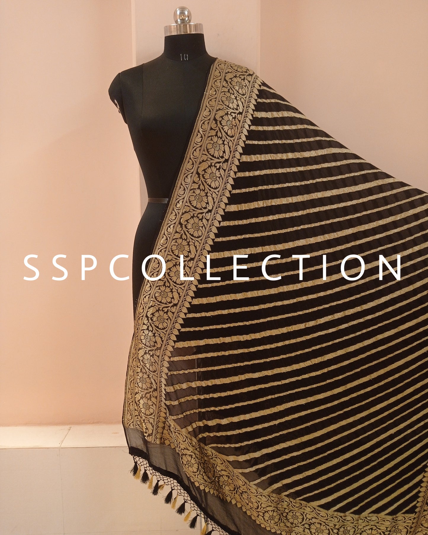 Black Banarasi Pure Georgette Dupatta