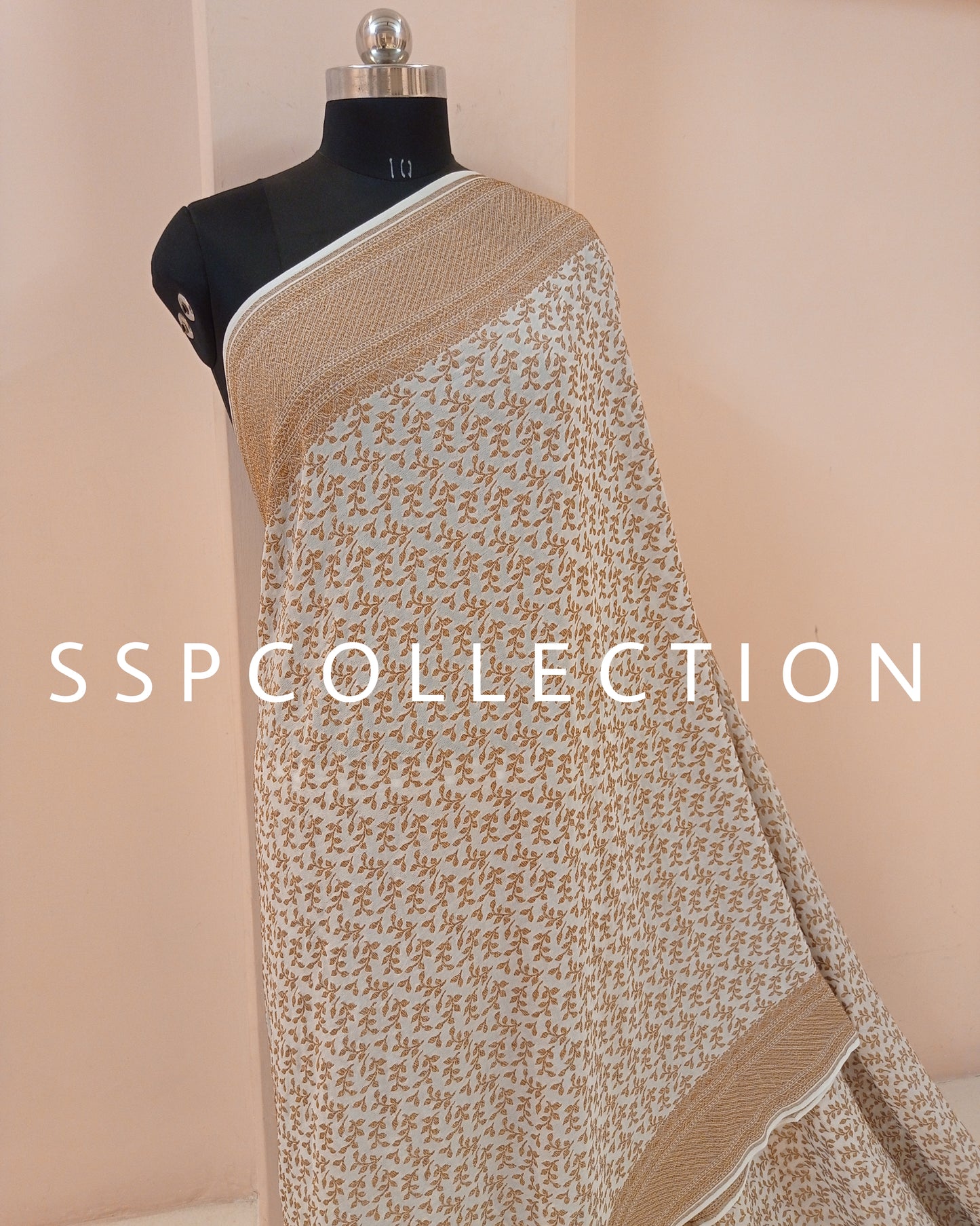 White Banarasi Pure Georgette Tanchoi Saree