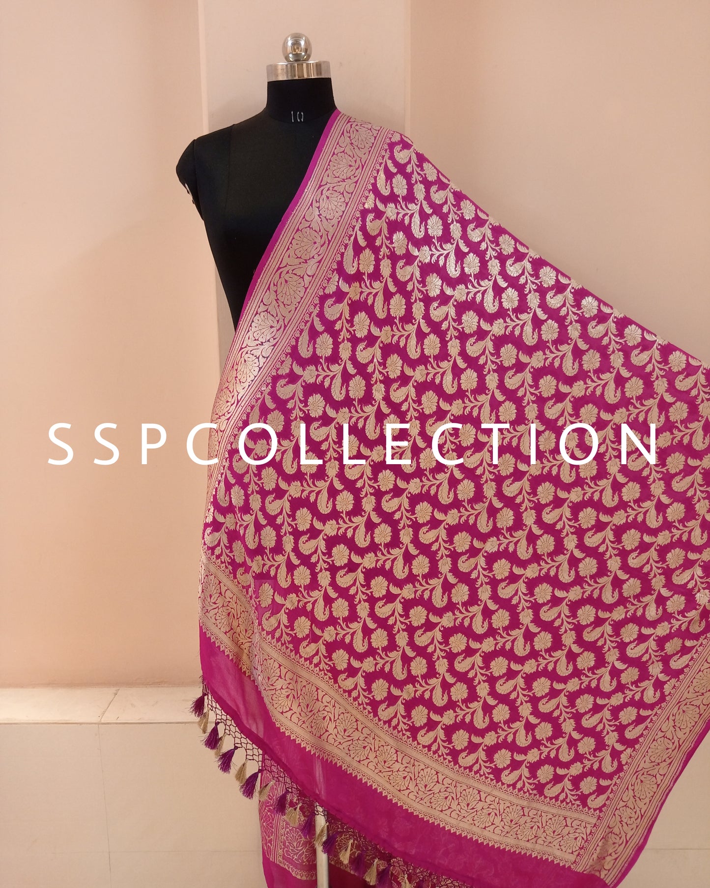 Magenta Banarasi Pure Georgette Dupatta