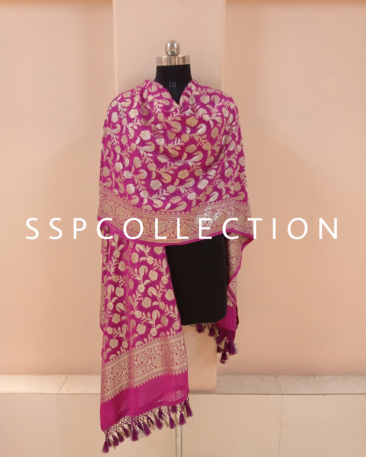 Magenta Banarasi Pure Georgette Dupatta