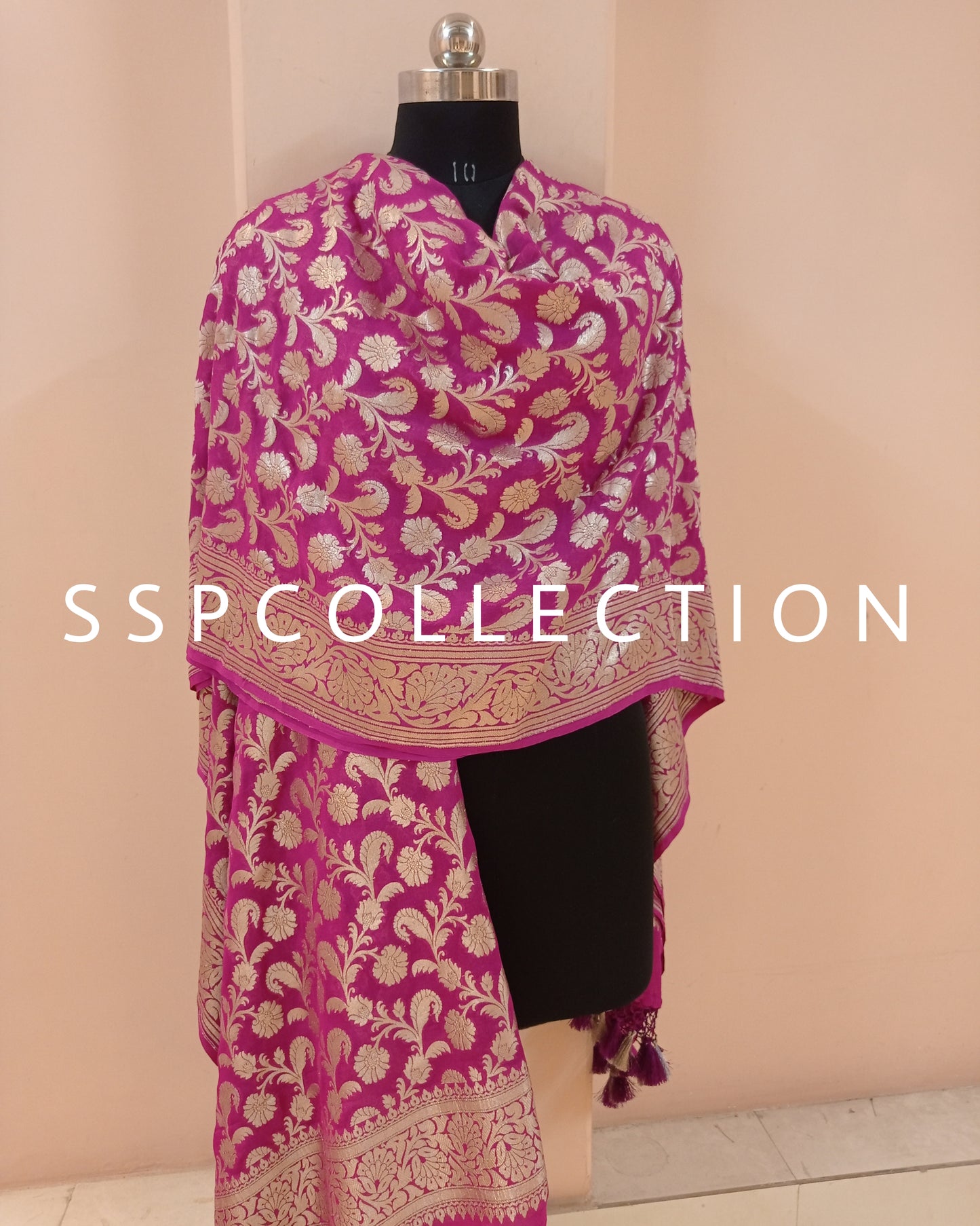 Magenta Banarasi Pure Georgette Dupatta
