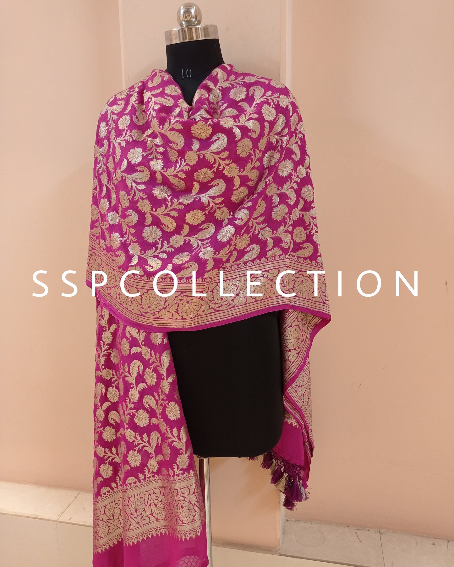 Magenta Banarasi Pure Georgette Dupatta