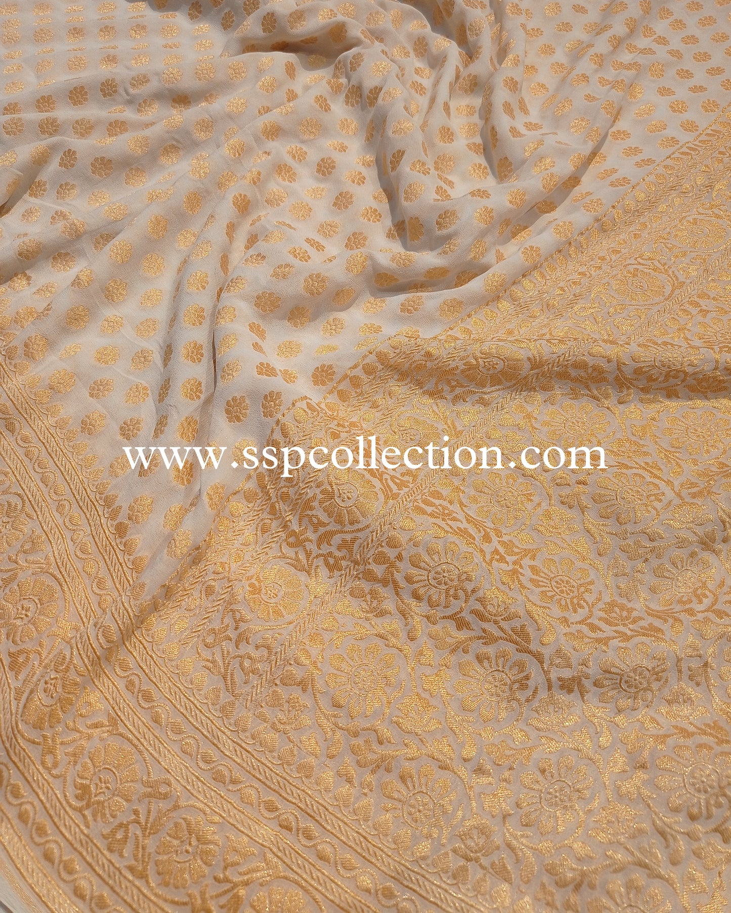 White Banarasi Pure Georgette Saree
