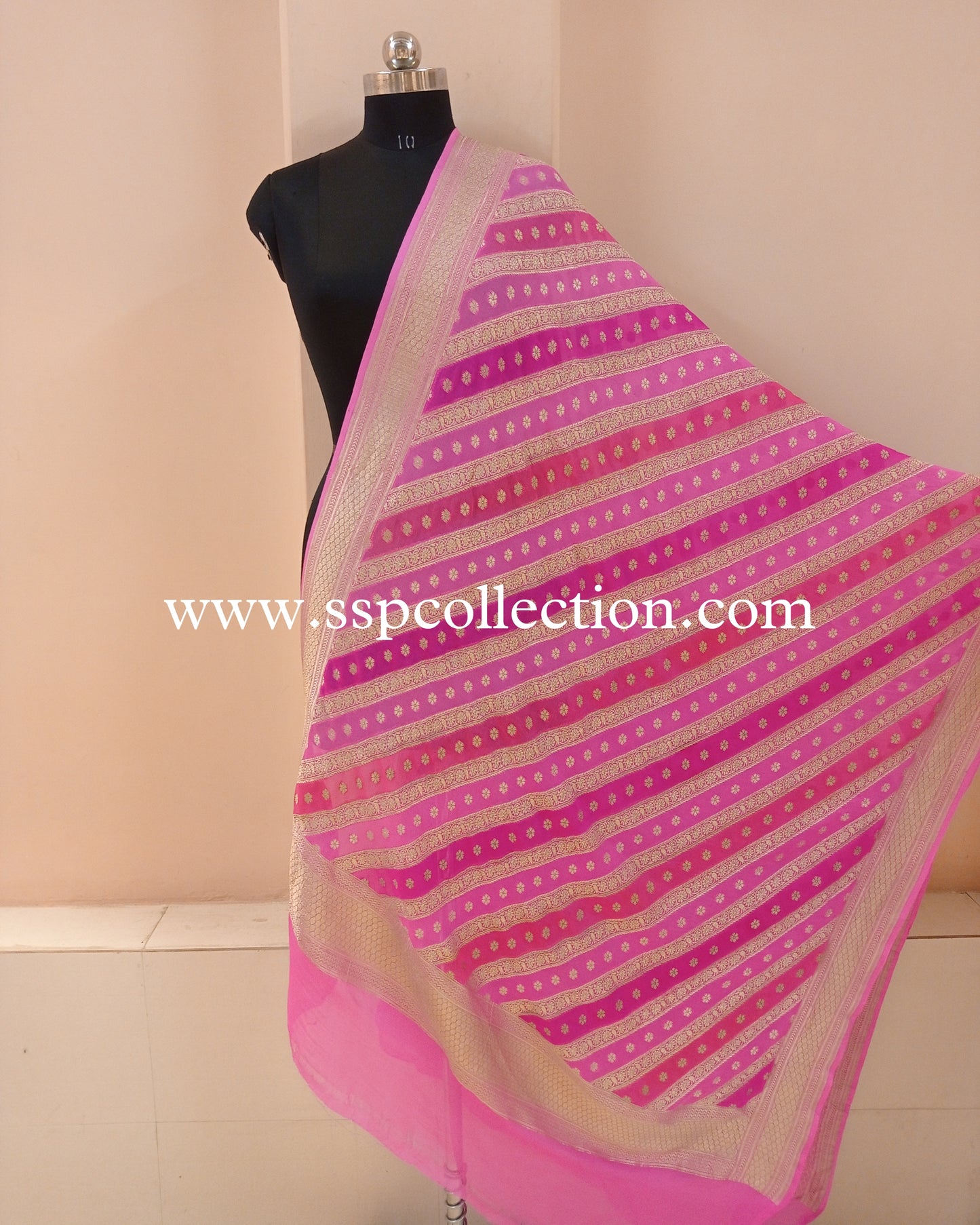 Pink Banarasi Pure Georgette Rangkaat Dupatta