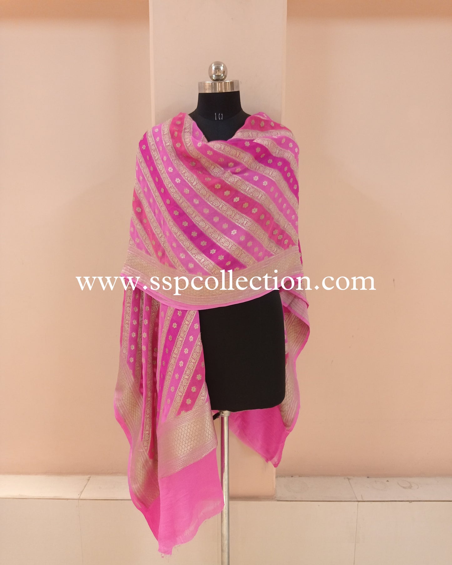 Pink Banarasi Pure Georgette Rangkaat Dupatta