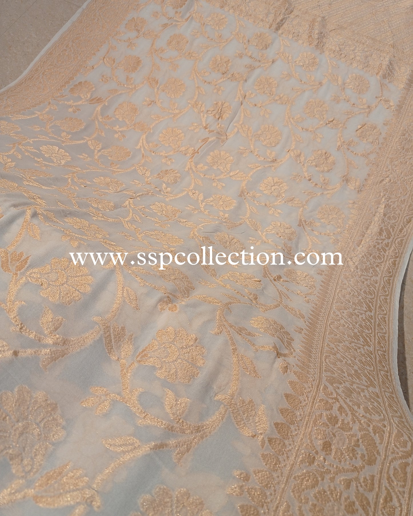 White Banarasi Pure Georgette Saree