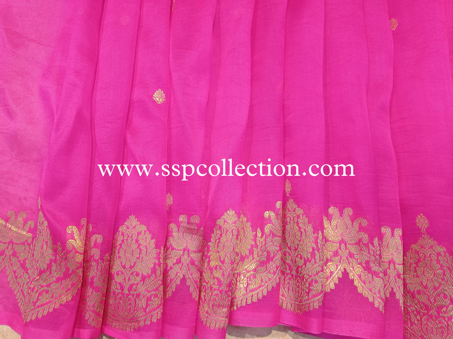 Pink Banarasi Handloom Pure Kora SIlk Saree