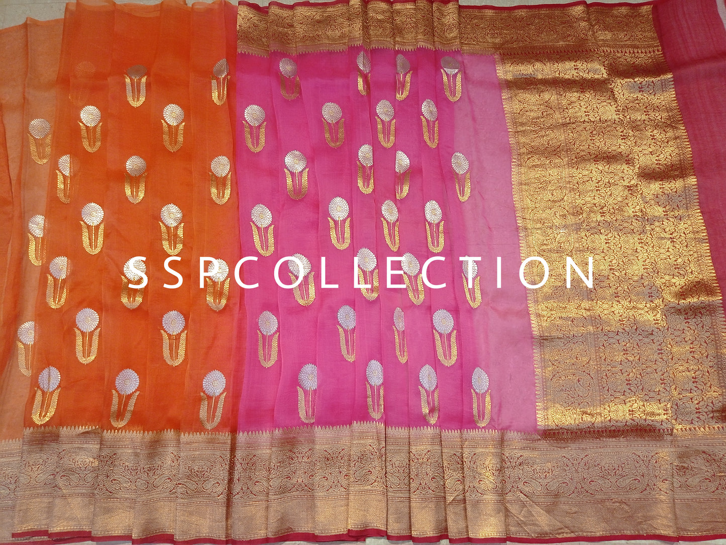 Shaded Banarasi Handloom Pure Kora Silk Saree