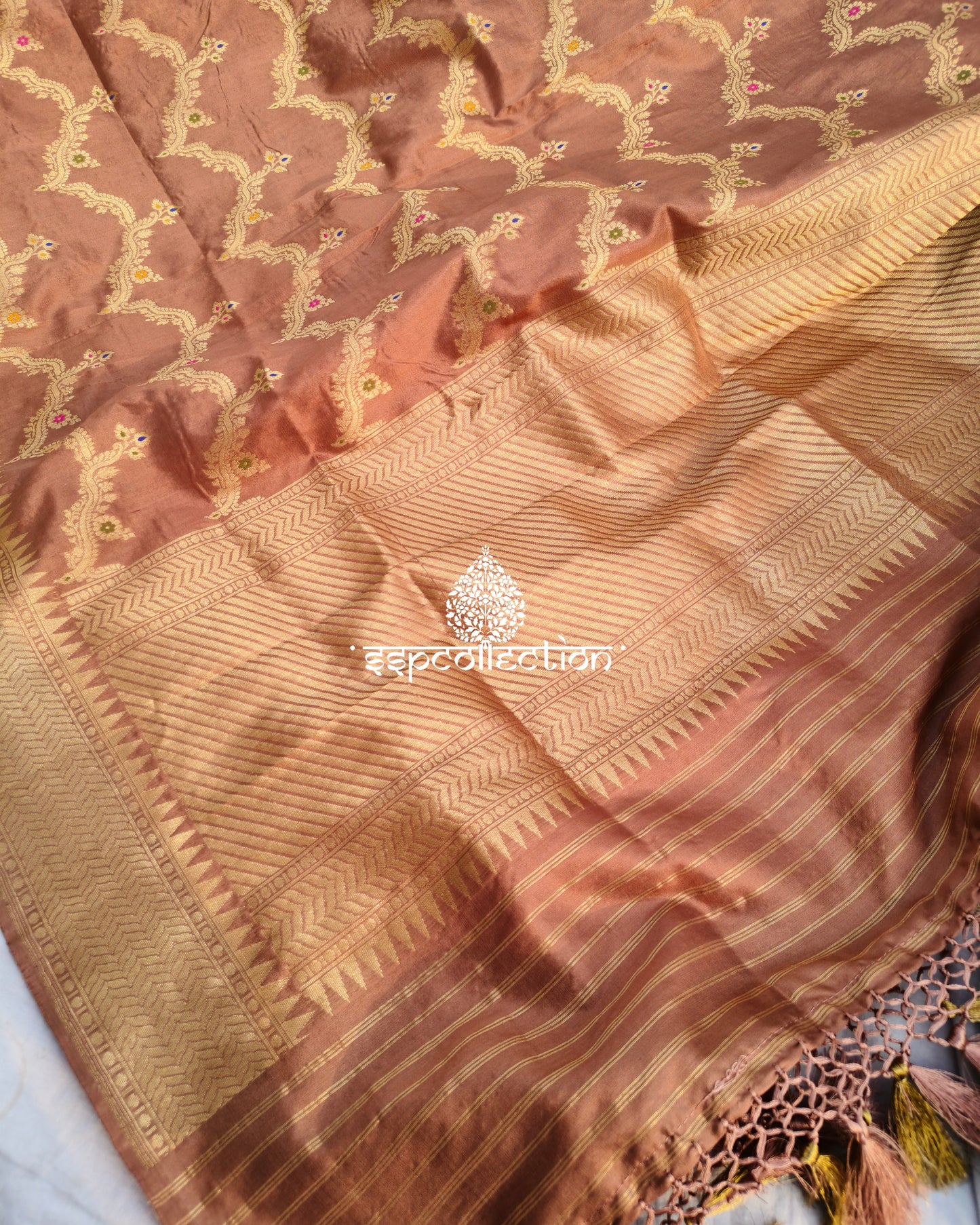 Brown Banarasi Pure Katan Silk Dupatta