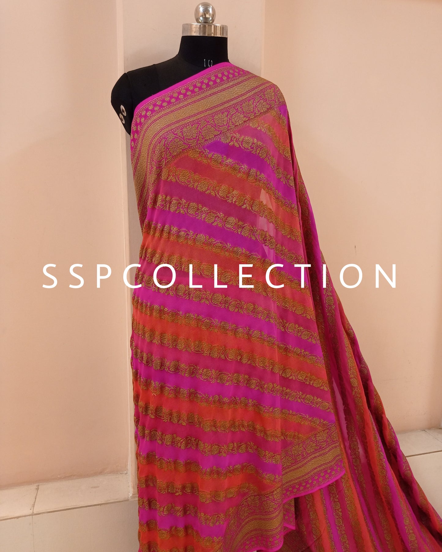Pink Banarasi Pure Georgette Saree