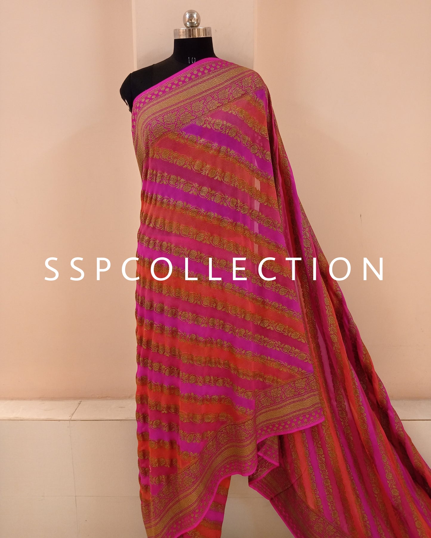 Pink Banarasi Pure Georgette Saree