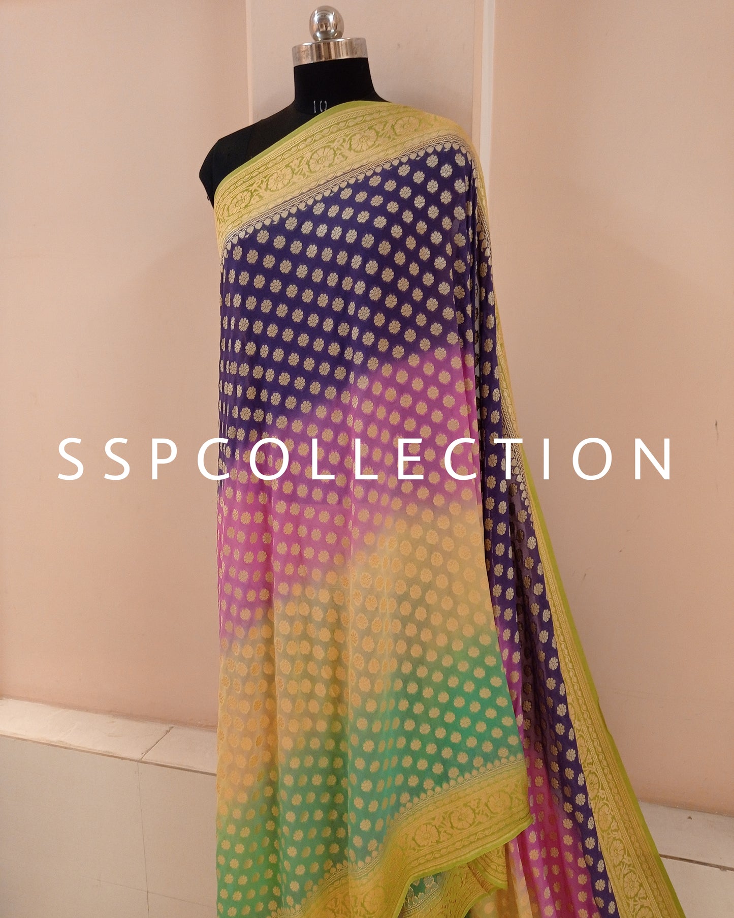 Ombre Dye Banarasi Pure Georgette Saree