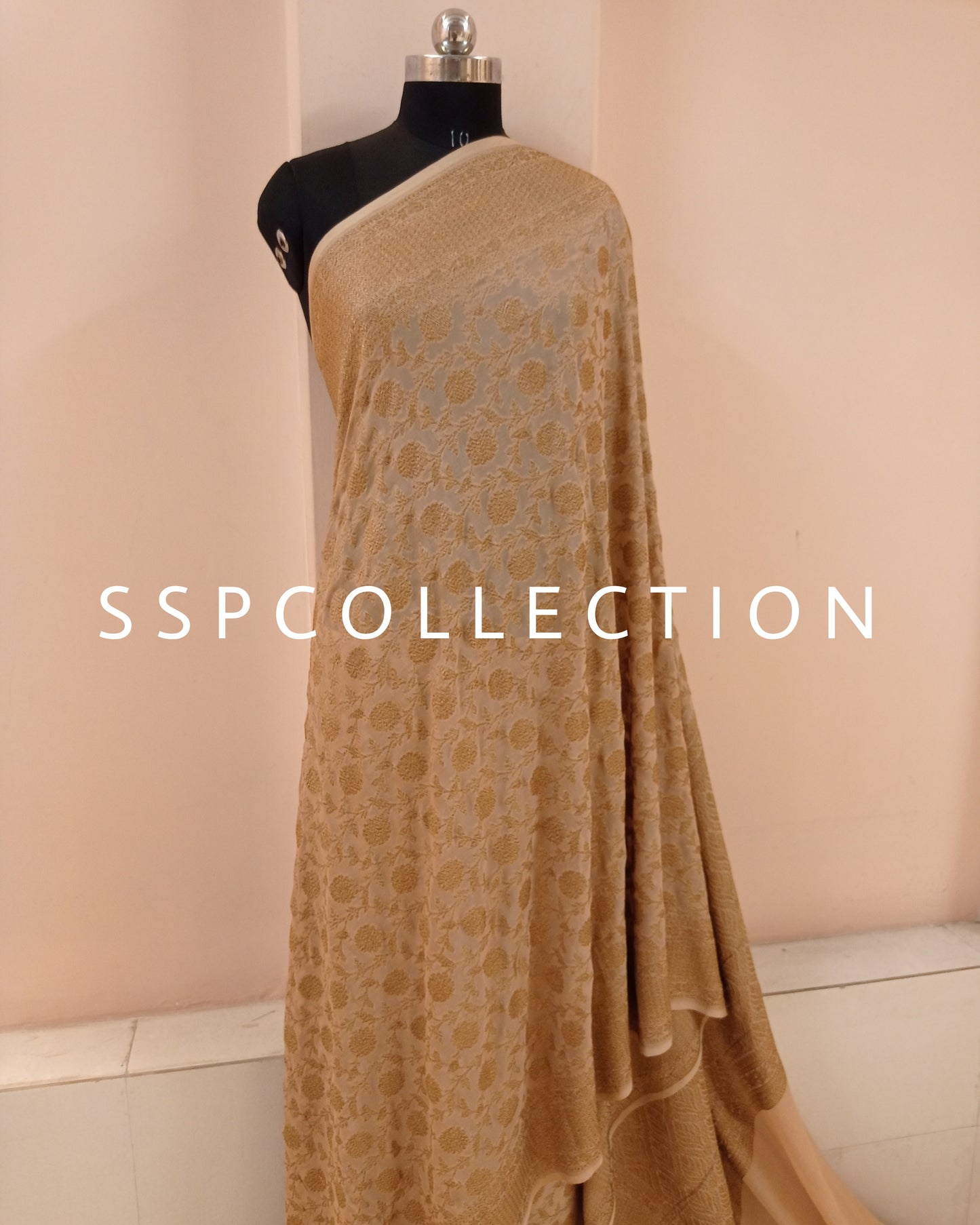 Beige Banarasi Pure Georgette Saree