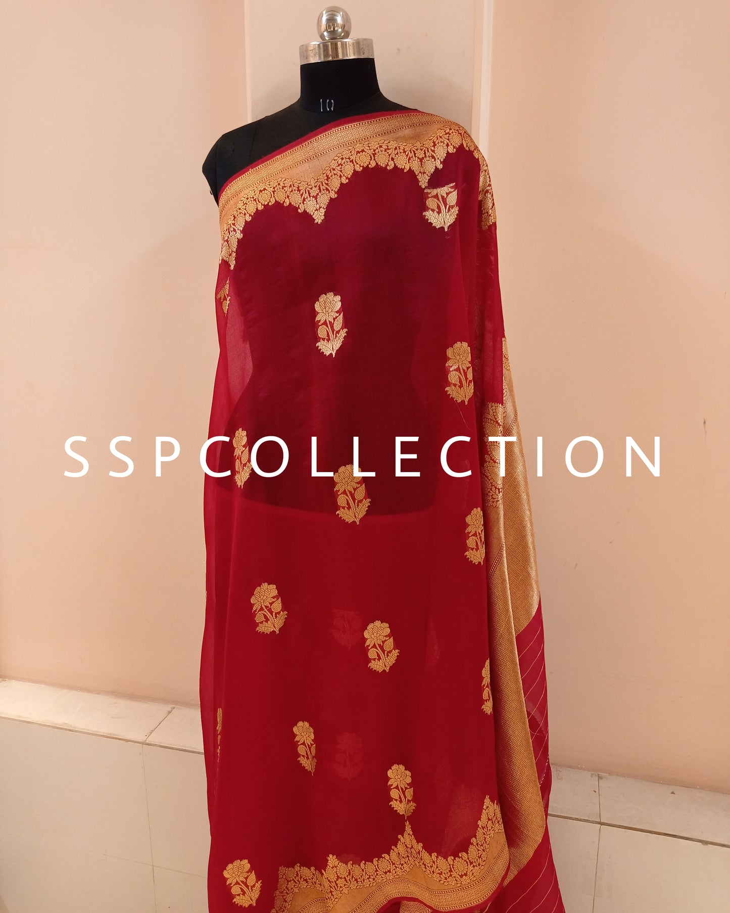 Red Banarasi Handloom Pure Kora SIlk Saree