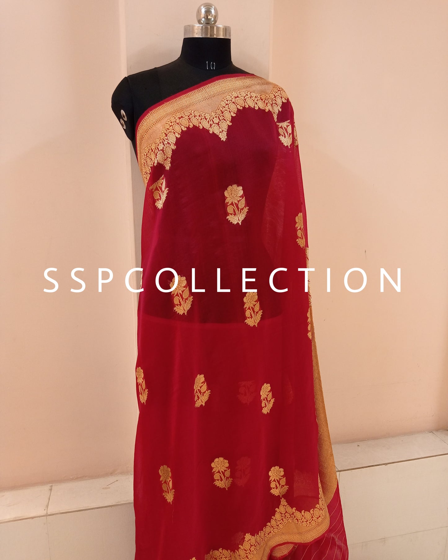 Red Banarasi Handloom Pure Kora SIlk Saree