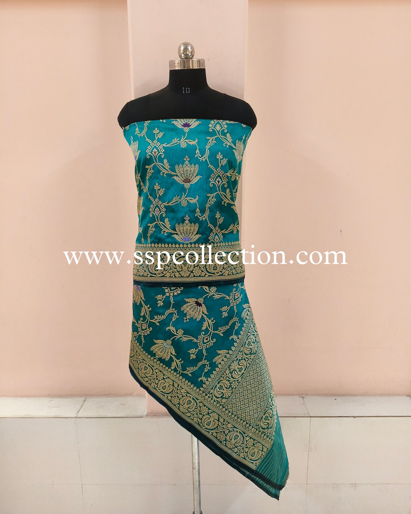 Persian-Green Banarasi Pure Katan Silk Ektara Dupatta