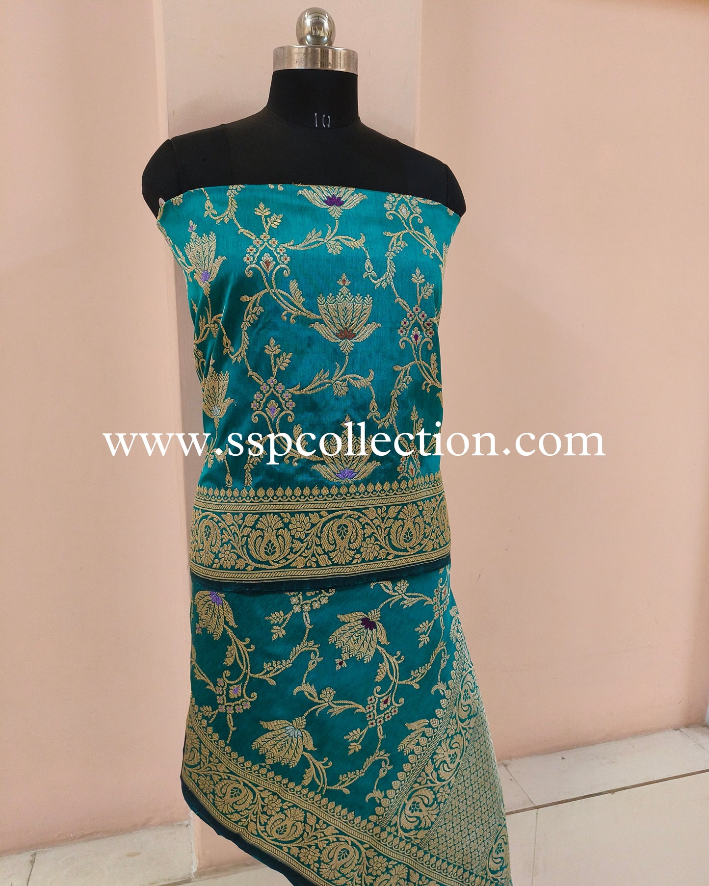 Persian-Green Banarasi Pure Katan Silk Ektara Dupatta