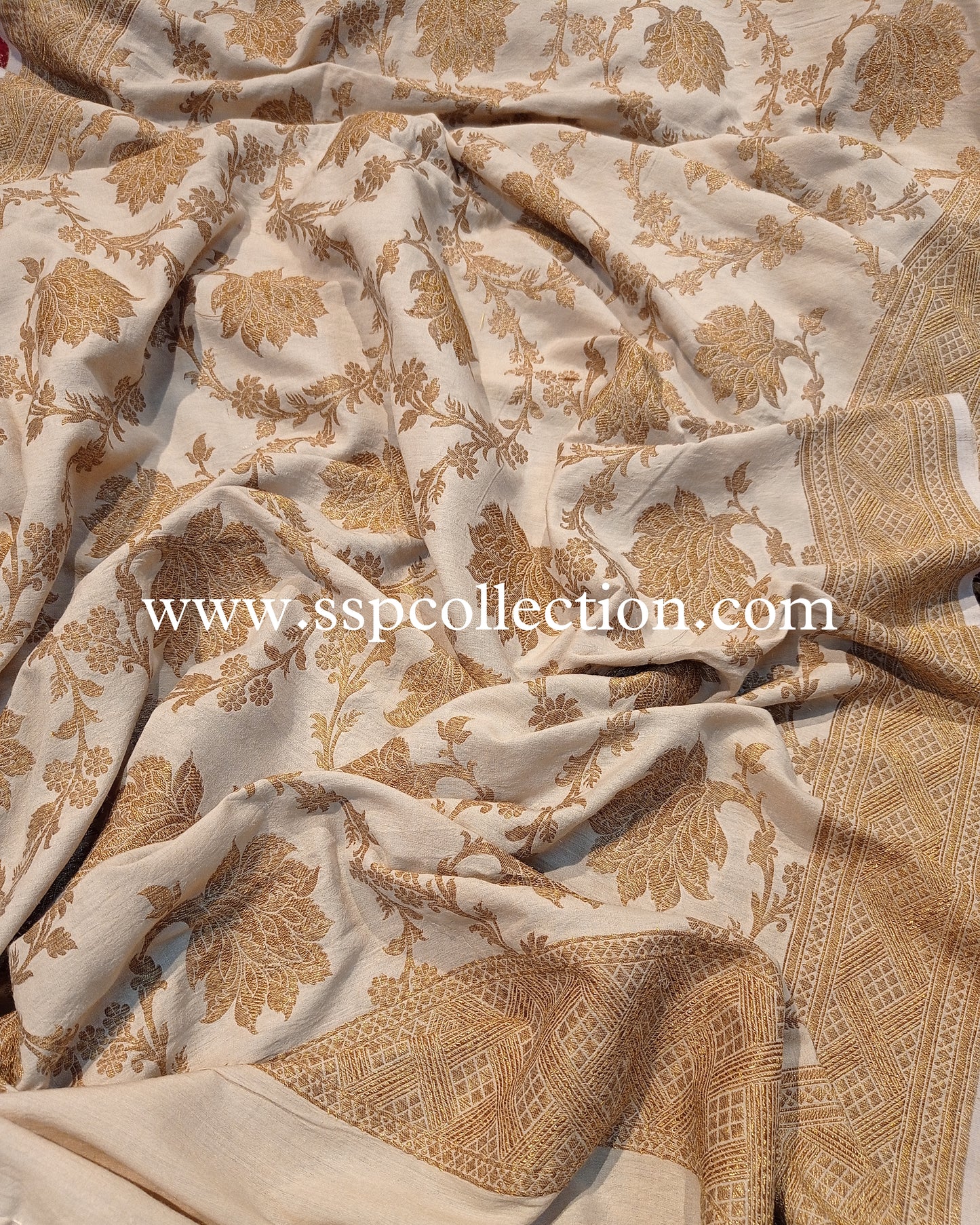 Beige Pure Moonga Silk Banarasi Dupatta