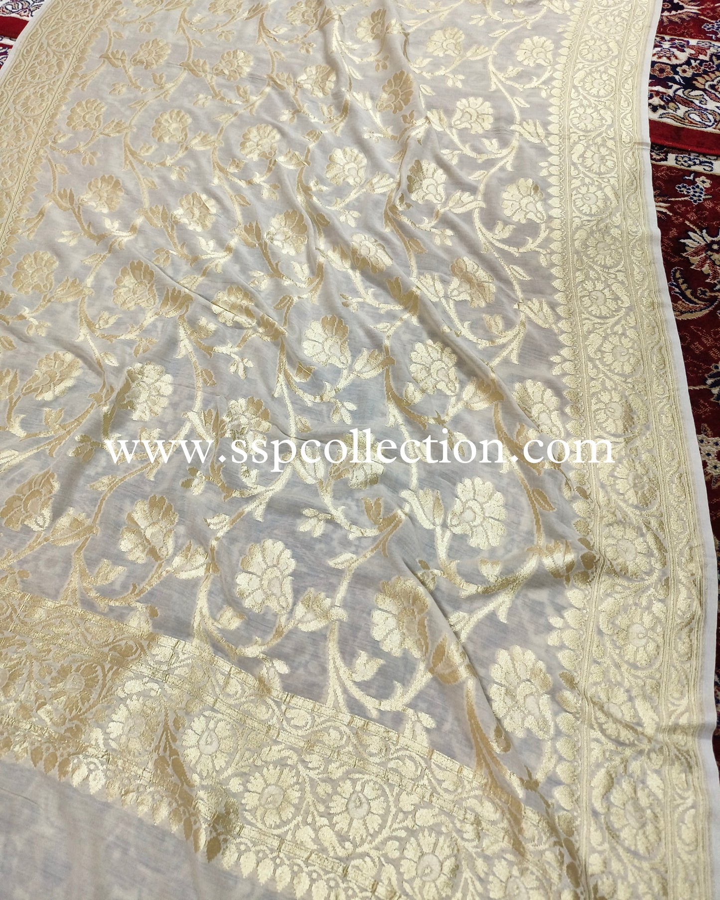 Beige Pure Moonga Silk Banarasi Dupatta