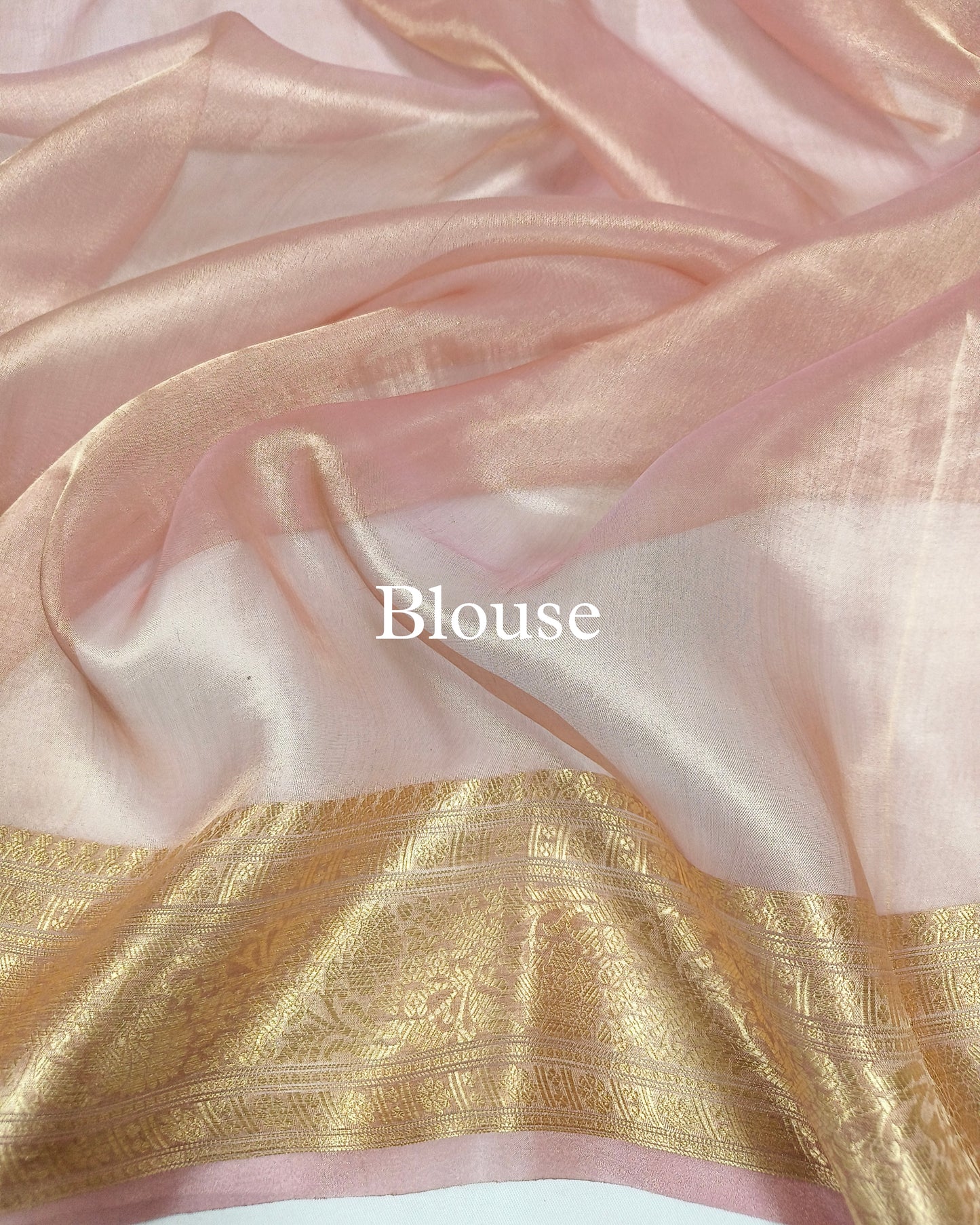 Light-Pink Pure Tissue Silk Banarasi Saree