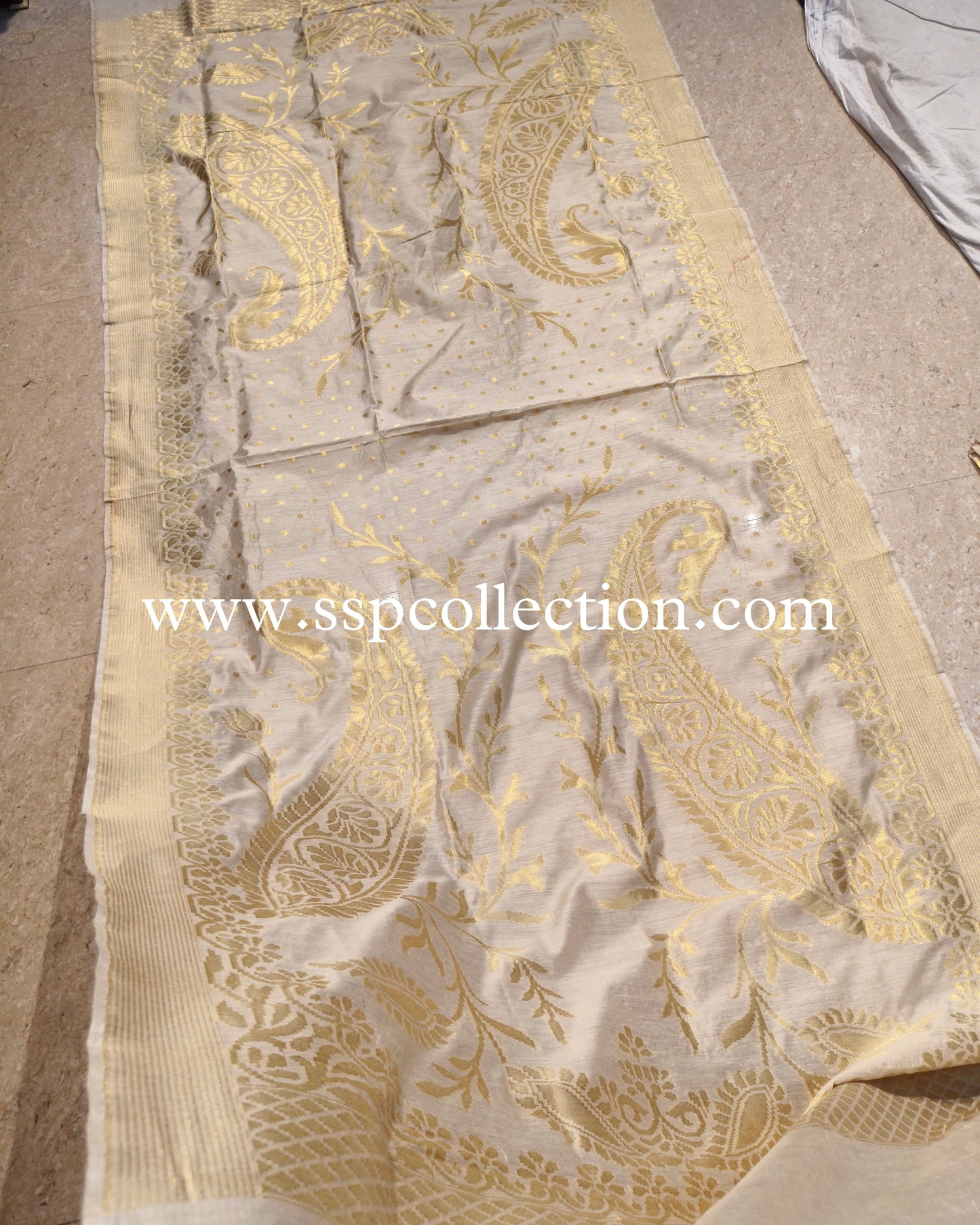 Beige Banarasi Pure Moonga Silk Dupatta