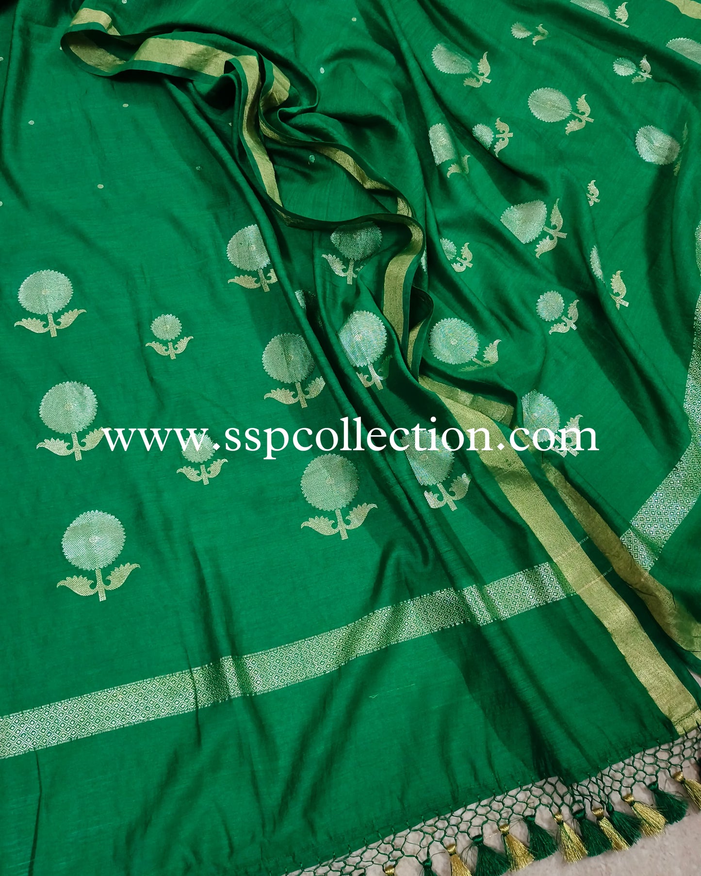 Green Pure Moonga Silk Banarasi Dupatta