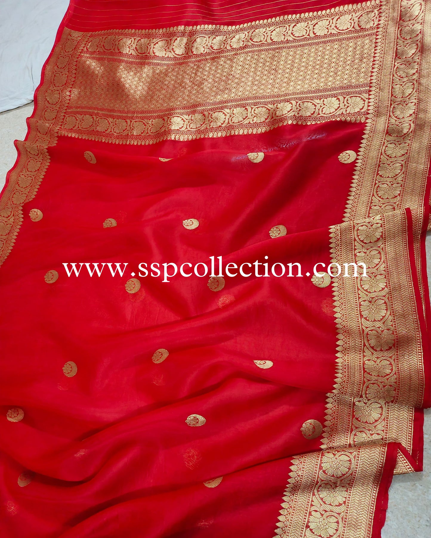 Red Pure Kora Silk Banarasi Saree