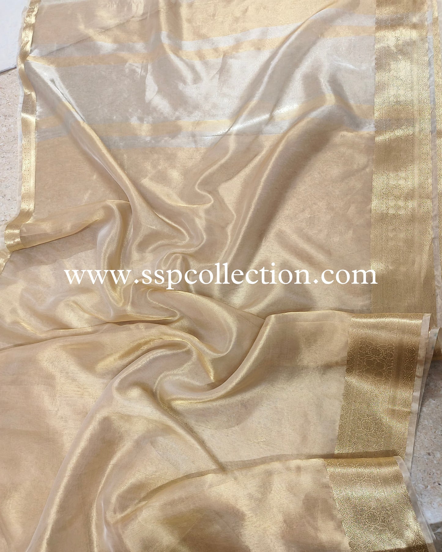 Gold Pure Tissue Silk Banarasi Saree