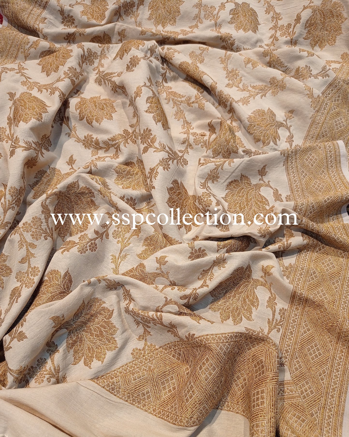 Beige Pure Moonga Silk Banarasi Dupatta
