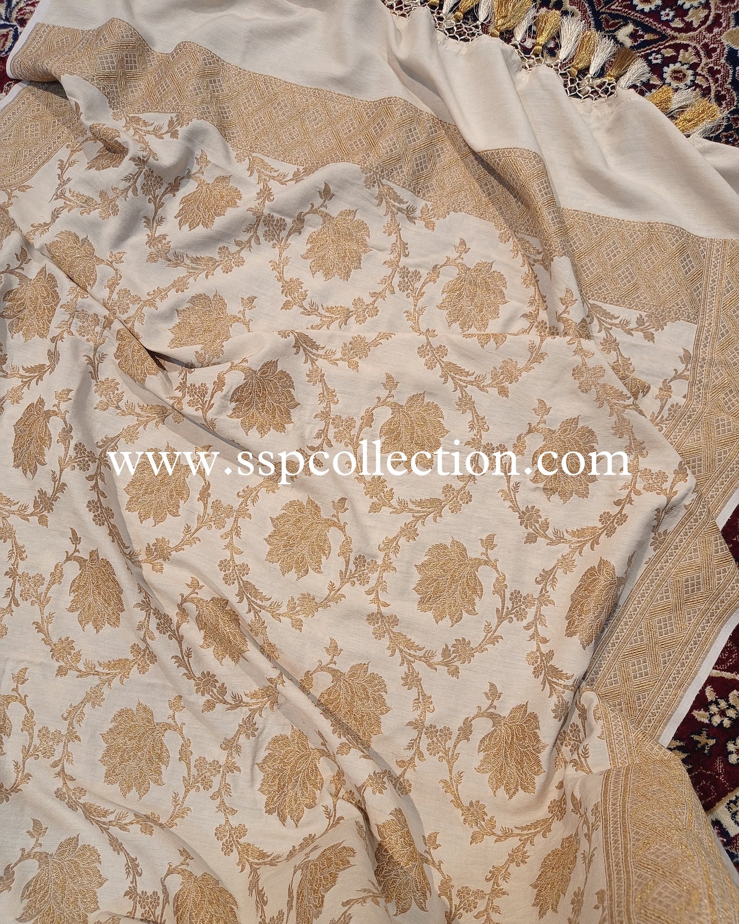 Beige Pure Moonga Silk Banarasi Dupatta