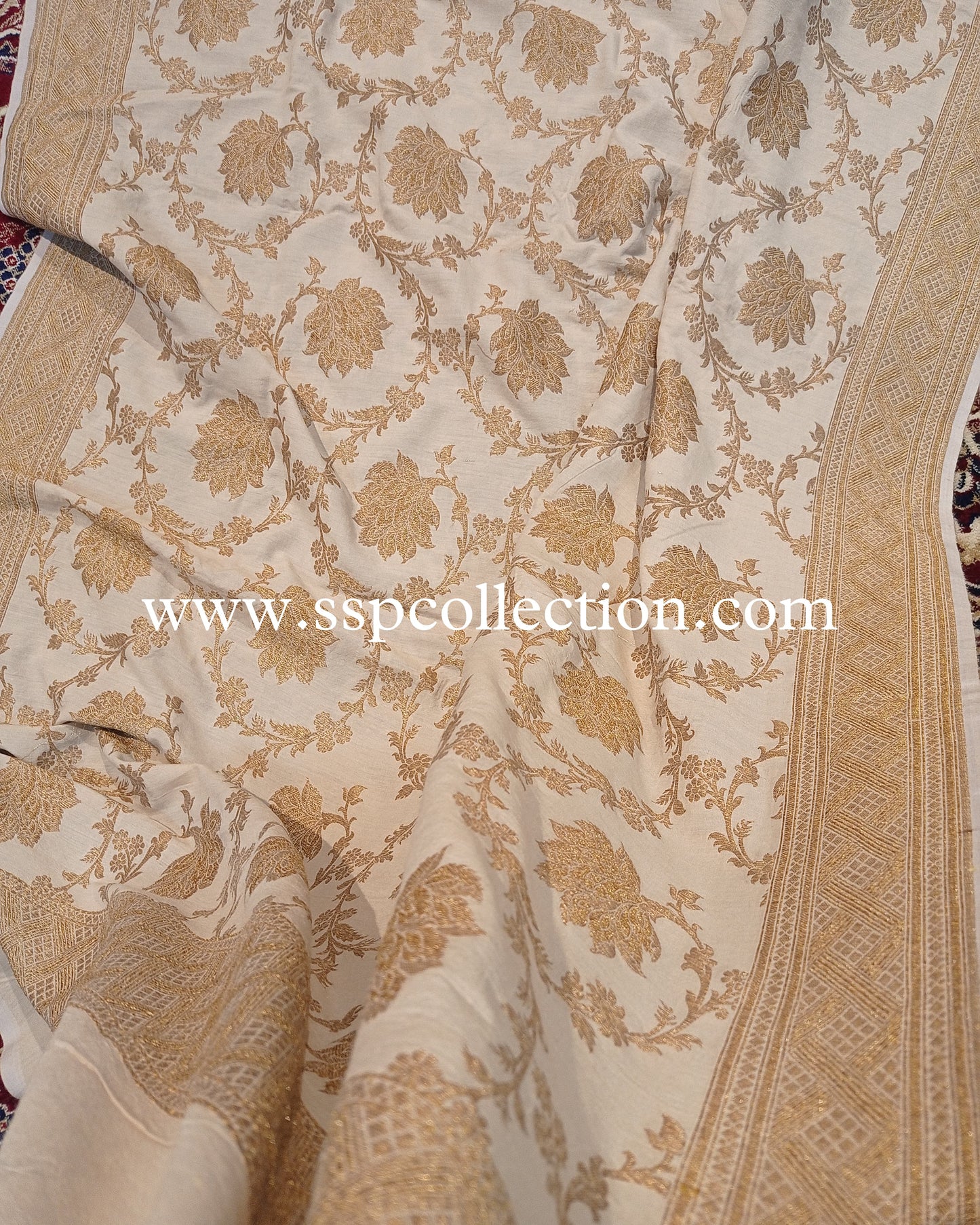 Beige Pure Moonga Silk Banarasi Dupatta
