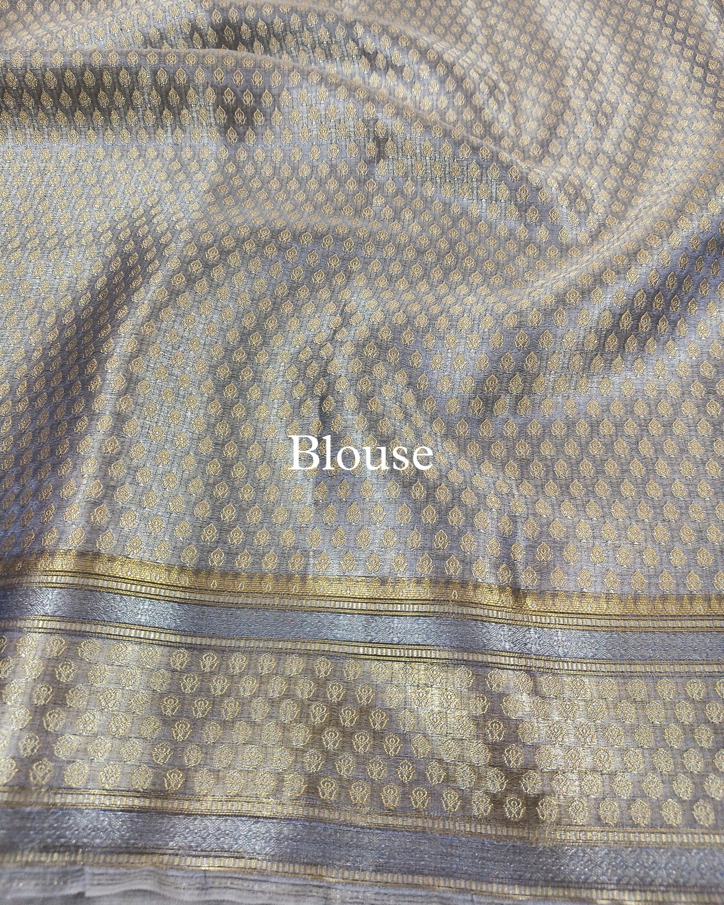 Blue-Gray Pure Tissue Silk Banarasi Saree