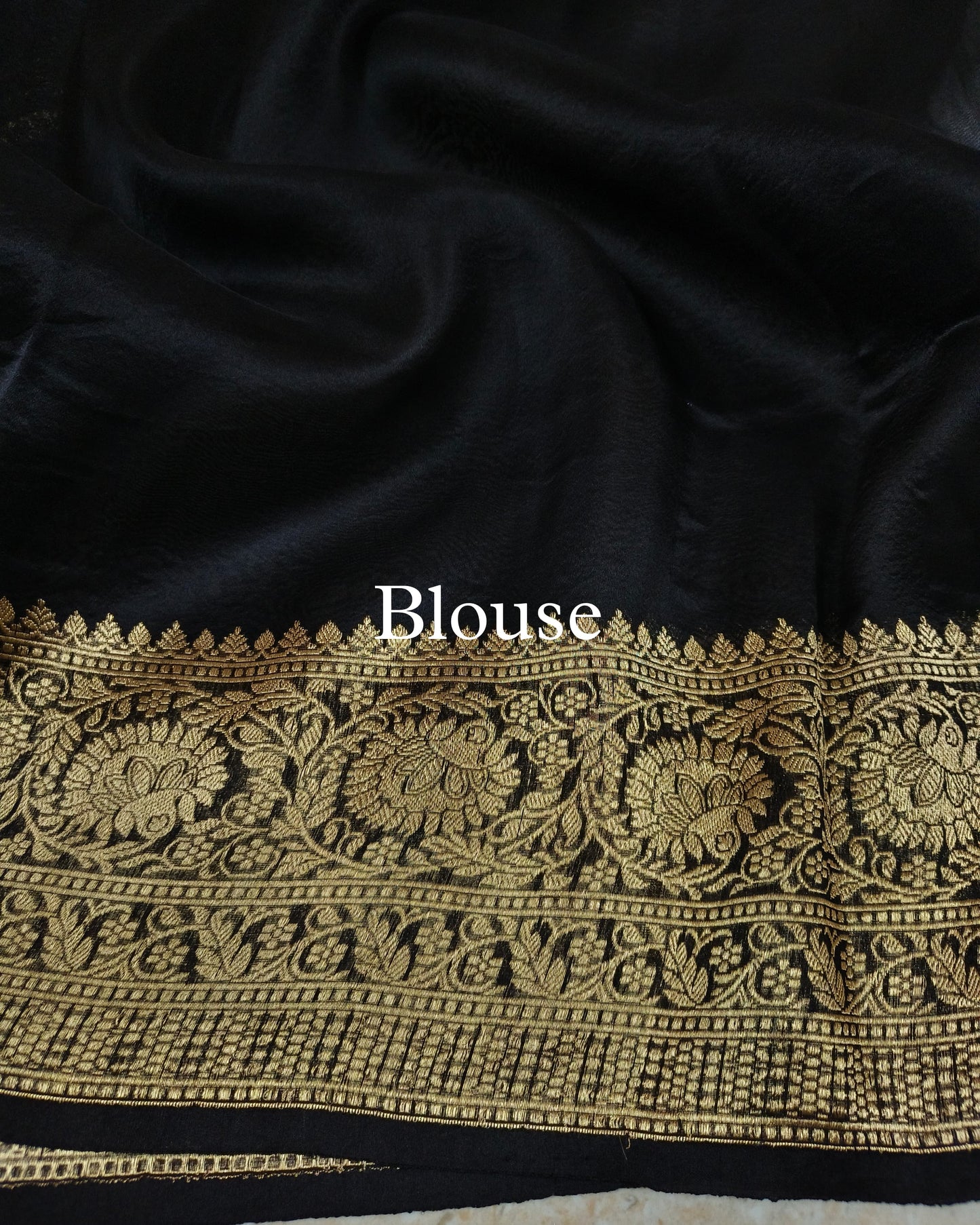 Black Pure Kora Silk Banarasi Saree