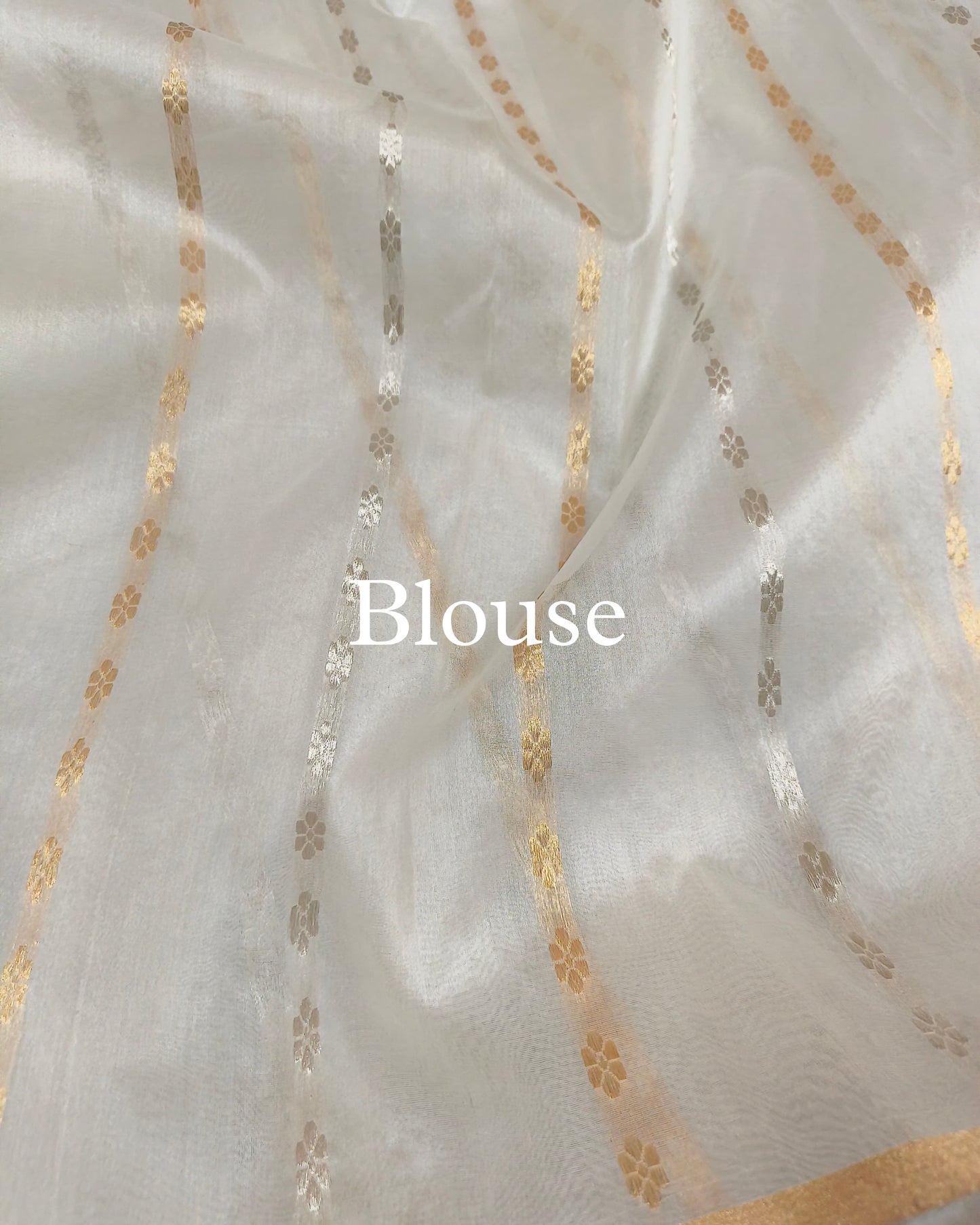 White Pure Kora Silk Banarasi Saree