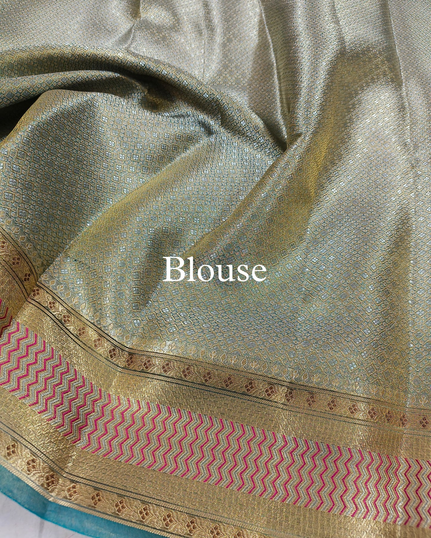 Turquoise Paithani Pure Tissue Silk Banarasi Saree