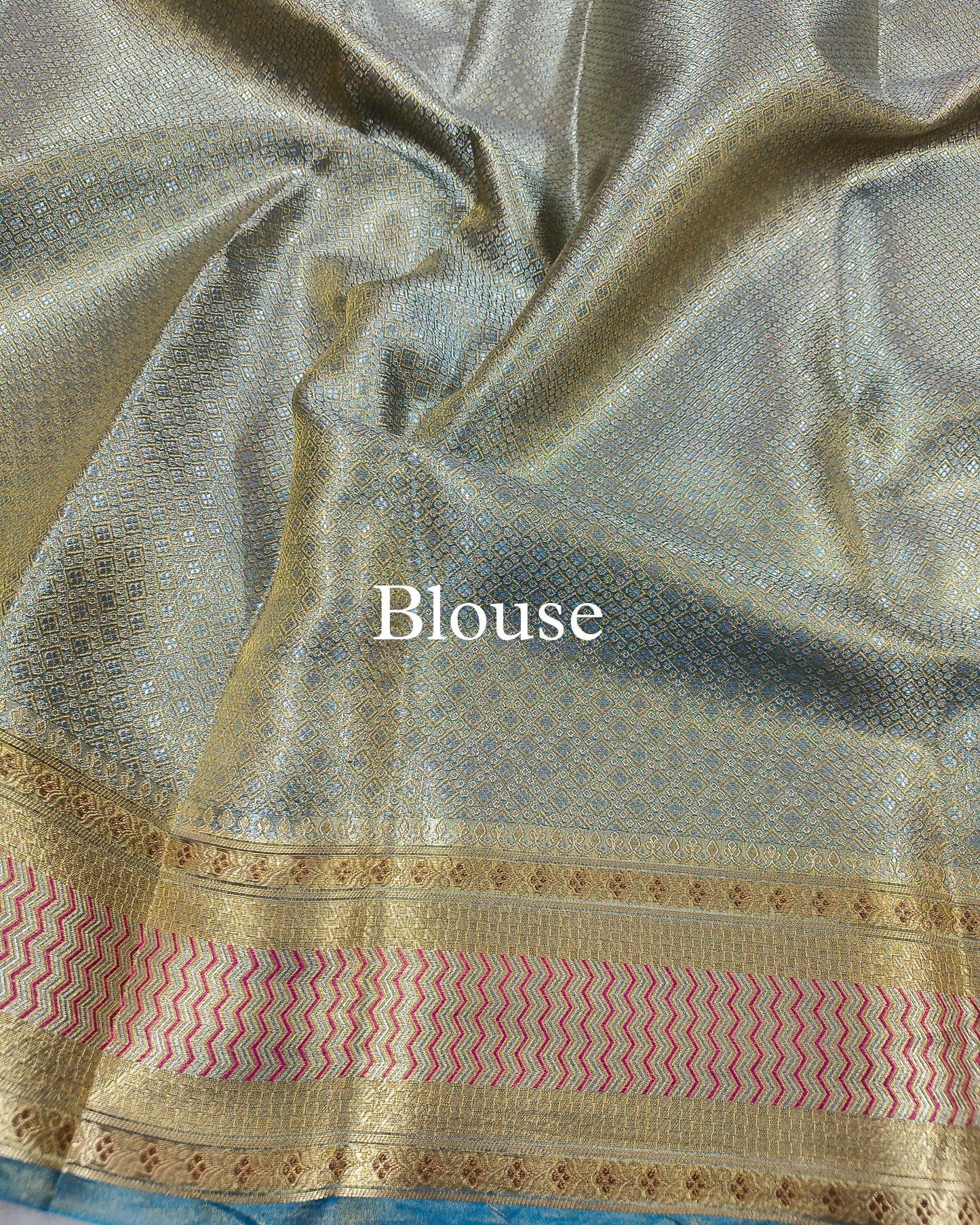 Sky-Blue Paithani Pure Tissue Silk Banarasi Saree